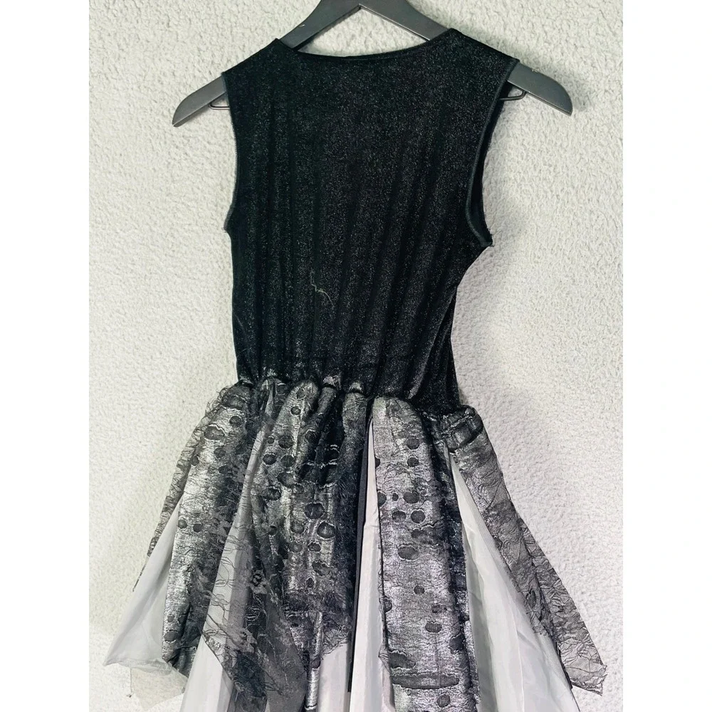 Spirit‎ Halloween Dress Girls Large Black Silver Lace Costume Party Witch - Picture 8 of 12